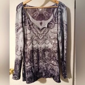 Boho‎ Paisley Long Sleeve Top by World Unity Sz. Large